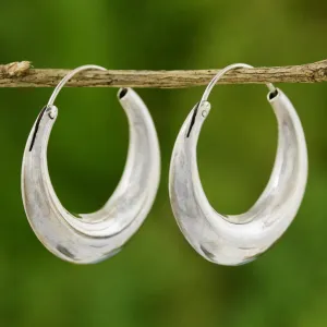 Full Moon Sterling Silver Hoop Earrings