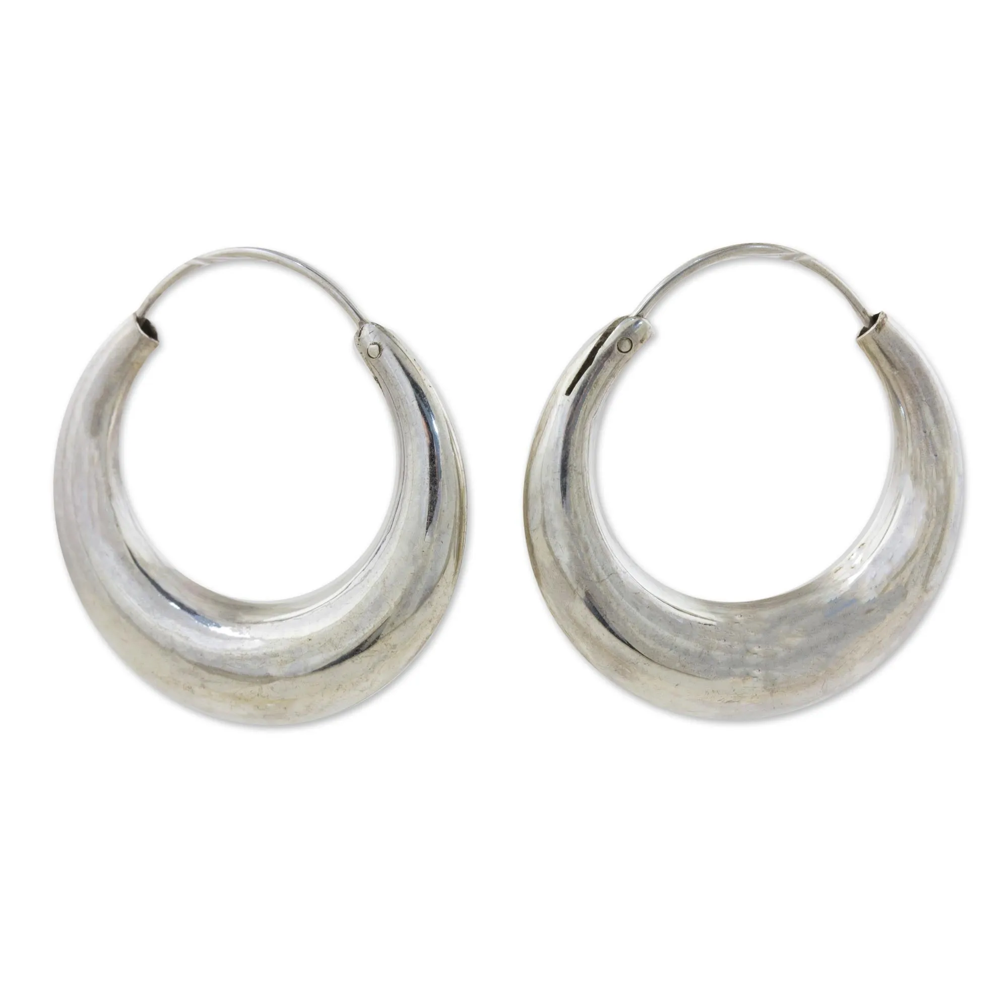 Full Moon Sterling Silver Hoop Earrings