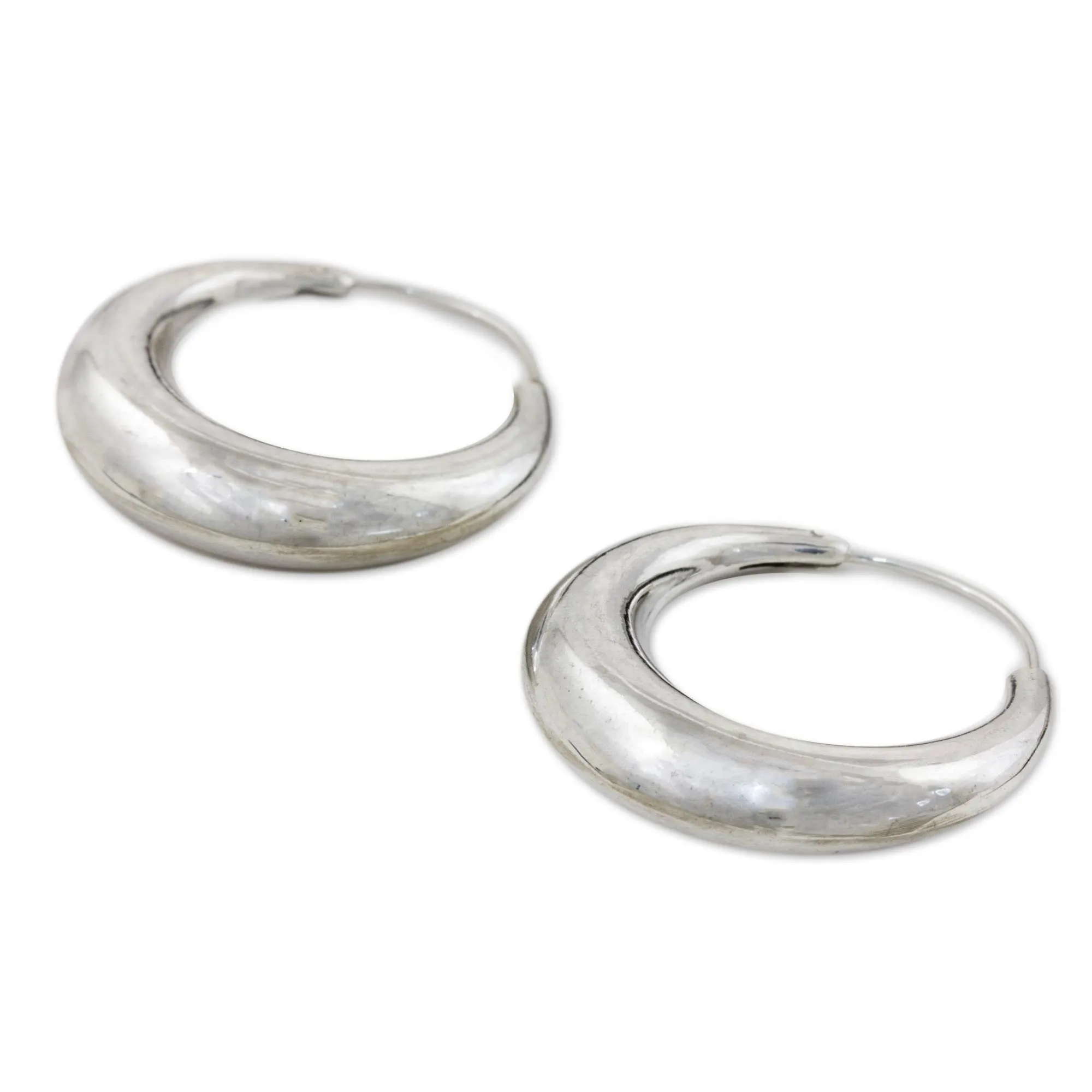 Full Moon Sterling Silver Hoop Earrings