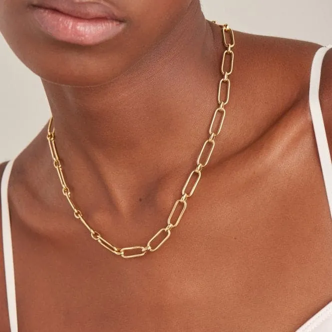 Gold Cable Connect Chunky Chain Necklace N046-02G