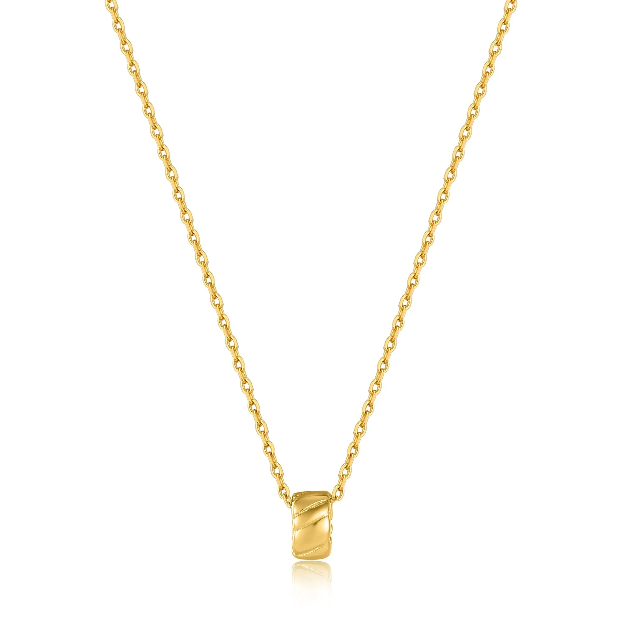 Gold Smooth Twist Pendant Necklace