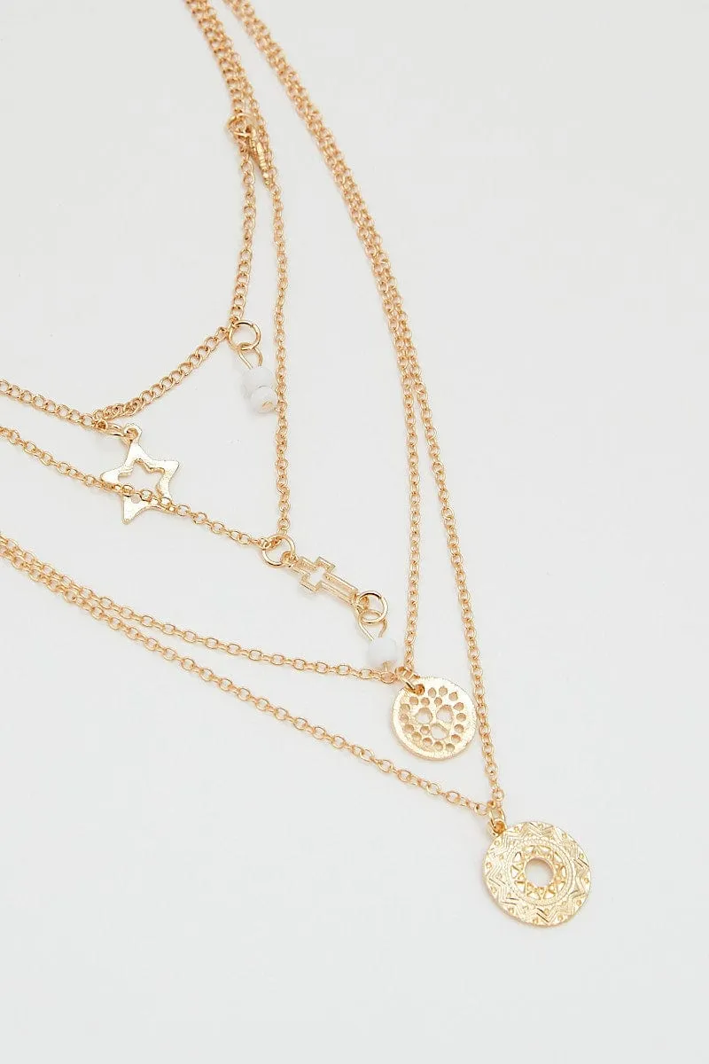 Gold Star Decor Layered Necklace