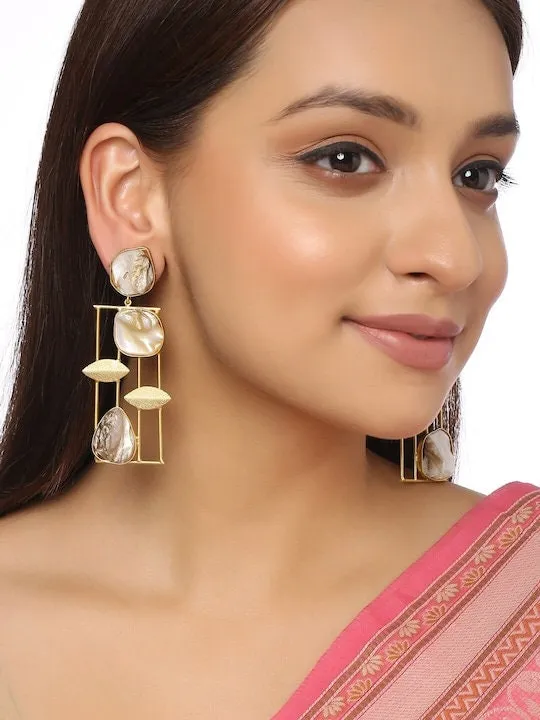 Gold Toned Contemporary Drop Earrings