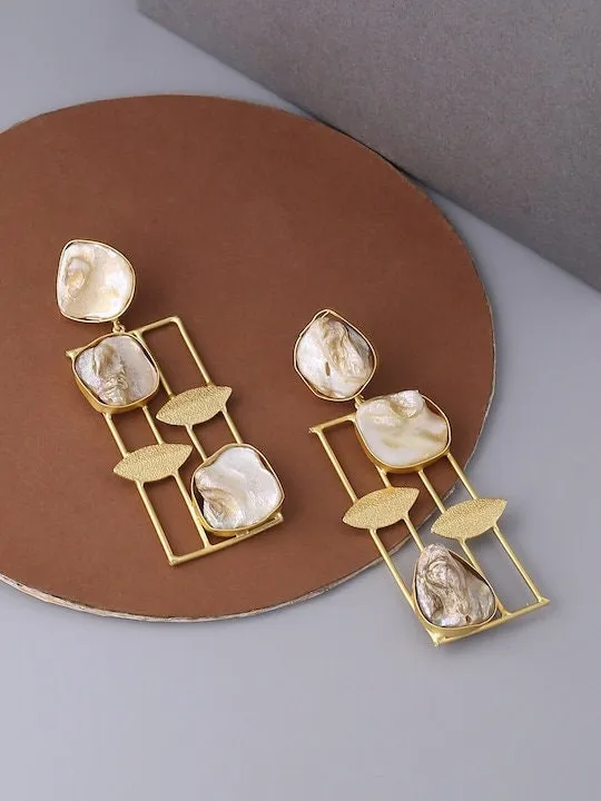 Gold Toned Contemporary Drop Earrings