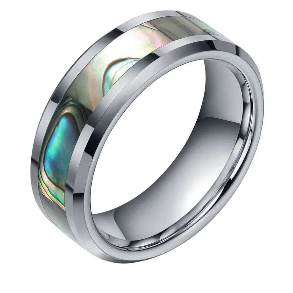 Green Abalone Men's Tungsten Wedding Band