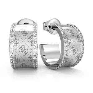 Guess Stainless Steel 18mm 4G Double side Crystal Band Earrings