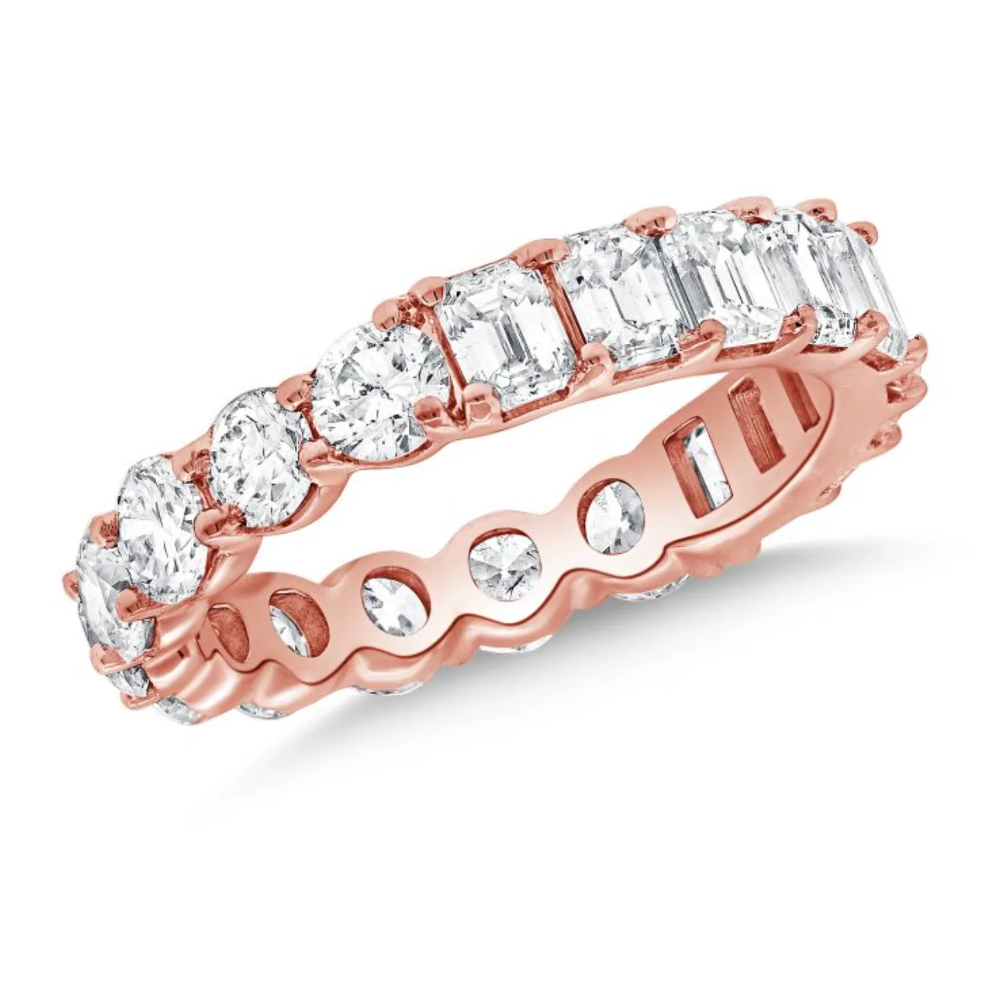 Half/Half Round and Emerald Cut Lab Diamond Eternity Ring