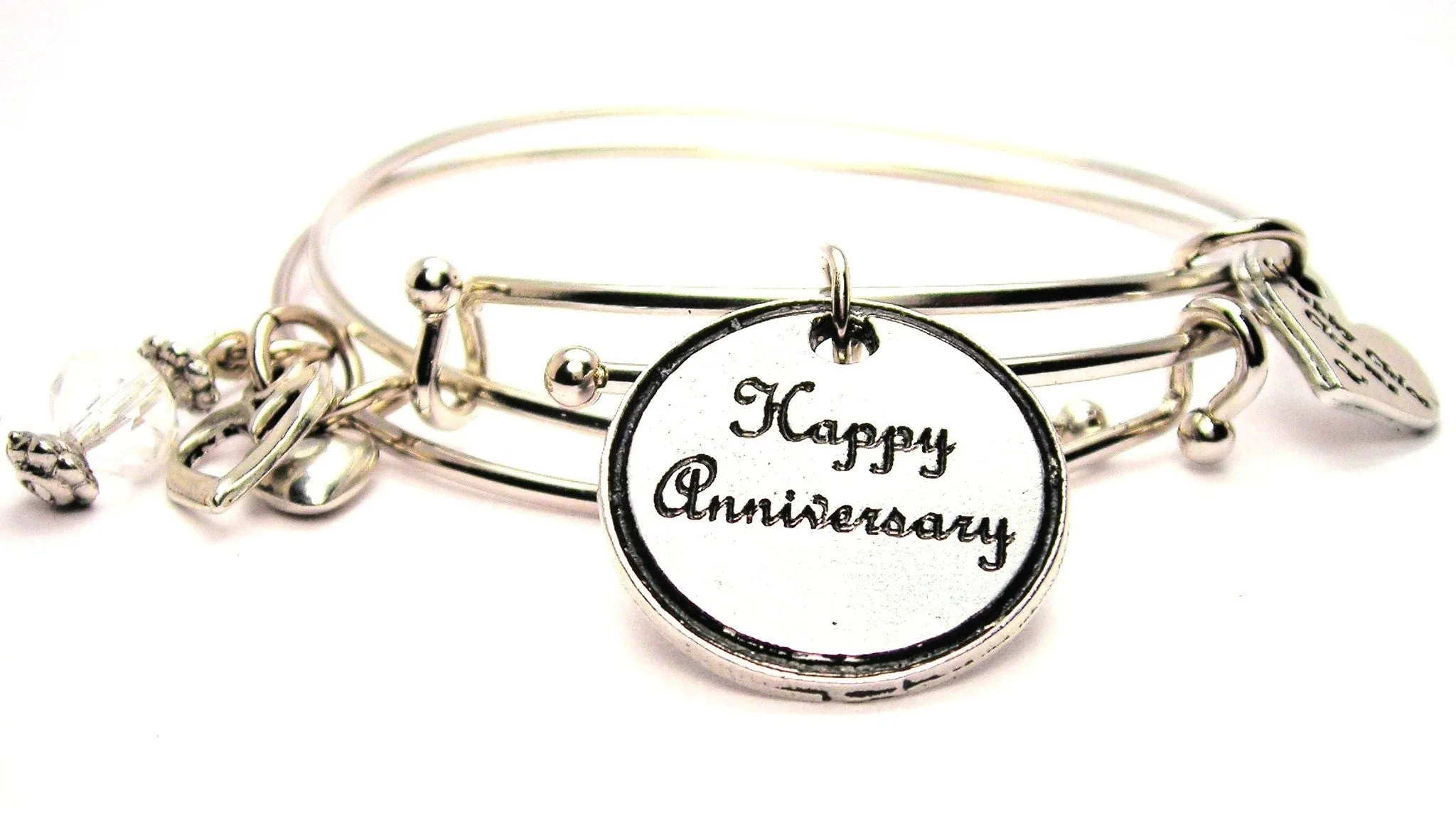 Happy Anniversary Circle Expandable Bangle Bracelet Set