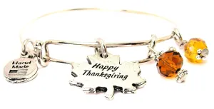 Happy Thanksgiving Fall Leaf Expandable Bangle Bracelet