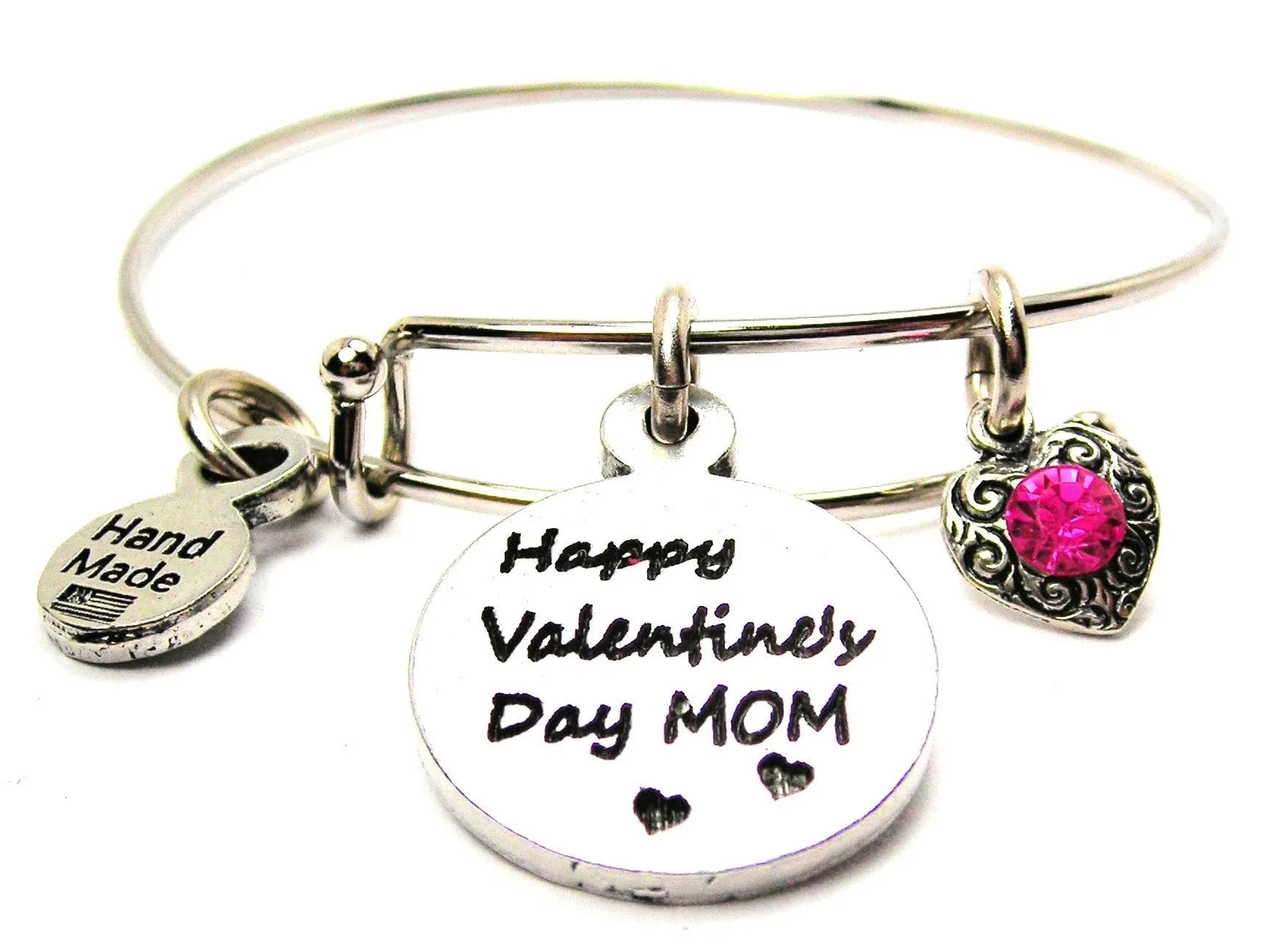 Happy Valentines Day Mom Bangle Bracelet