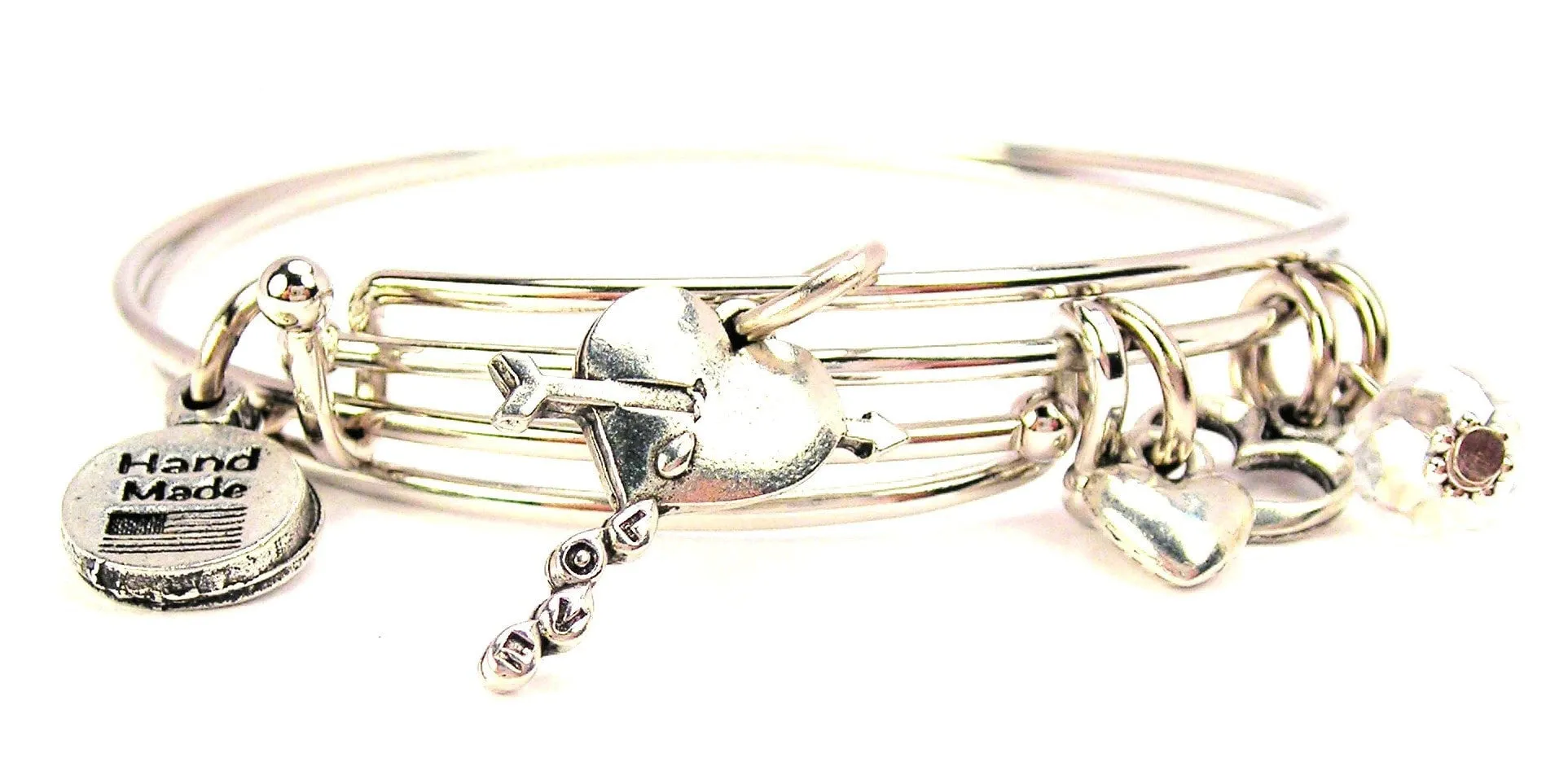 Heart Bleeding Love Expandable Bangle Bracelet Set