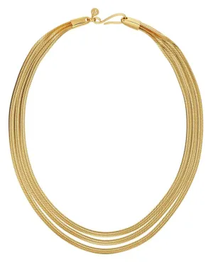 Herringbone Triple Necklace Gold