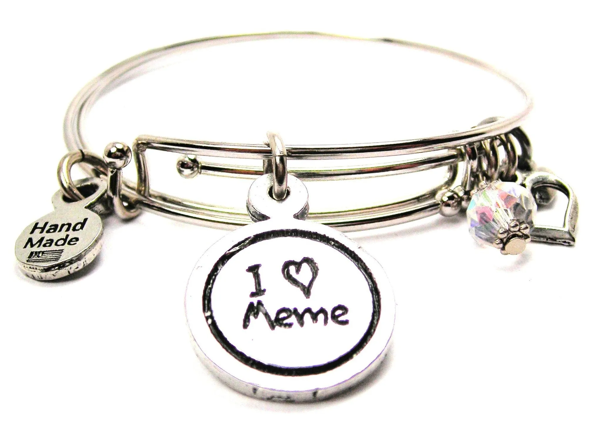 I Love Meme Child Handwriting Expandable Bangle Bracelet