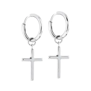 Italgem Men's Steel Cross Earrings