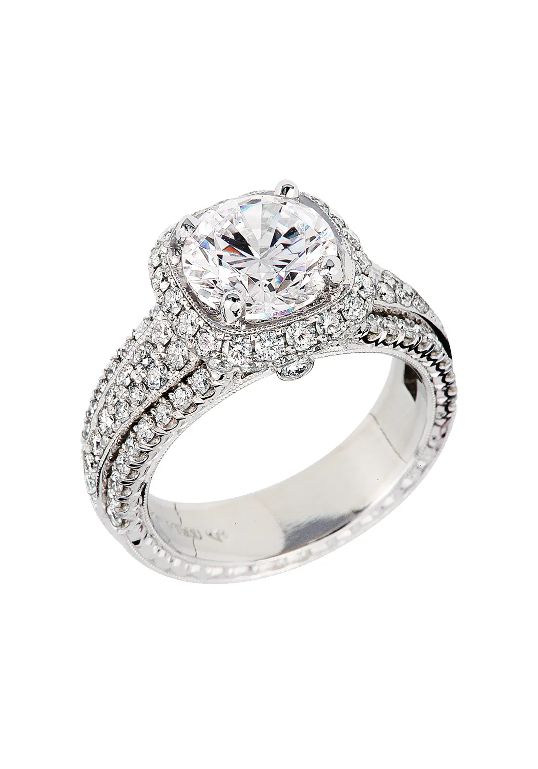 Jack Kelége Platinum Filigree Semi-Mount Diamond Ring