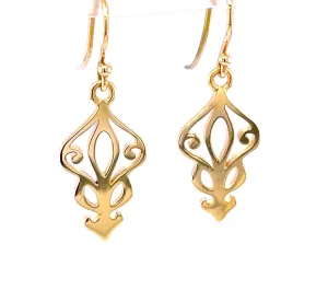 Jewel Yellow Gold Filagree Nouveau Arrow Earring