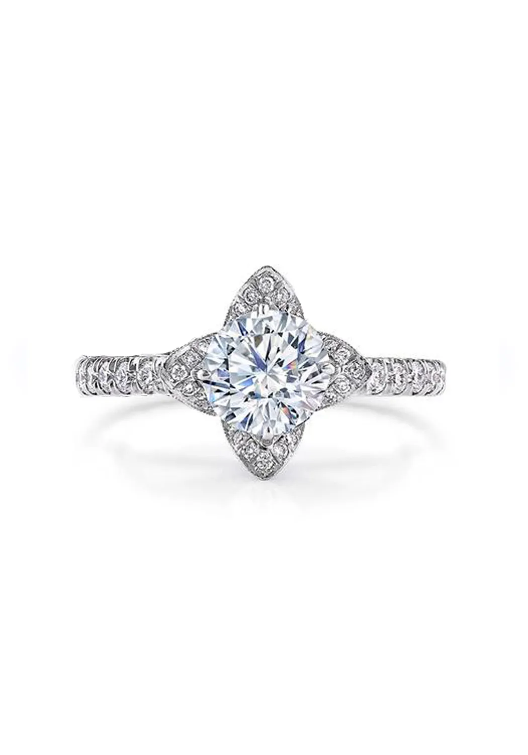 Katharine James Juliet's Love Platinum Pavé Semi-Mount Diamond Ring