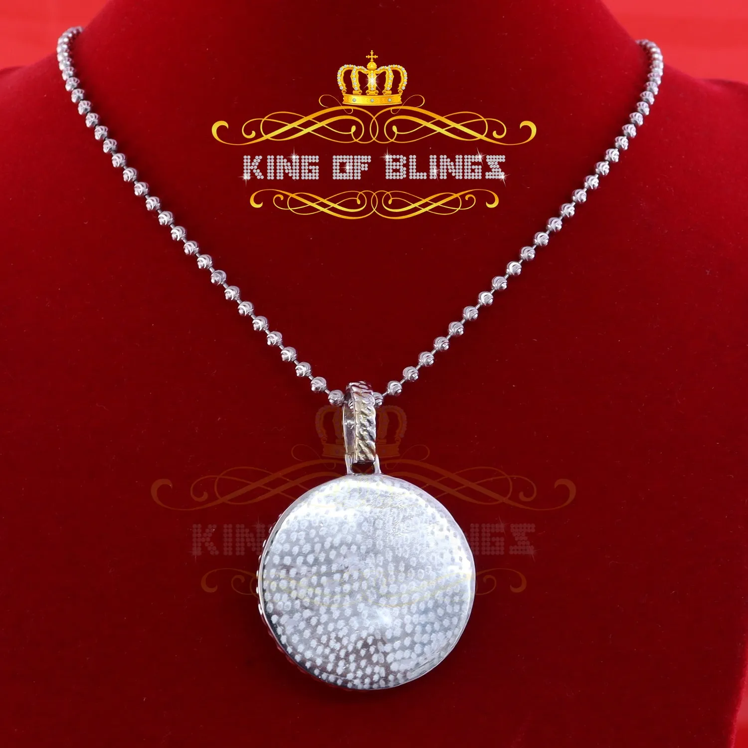 King Of Bling's 925 Sterling Silver 2.00ct W/Crushed Moissanite White 1.50 Jesus Charm Pendant