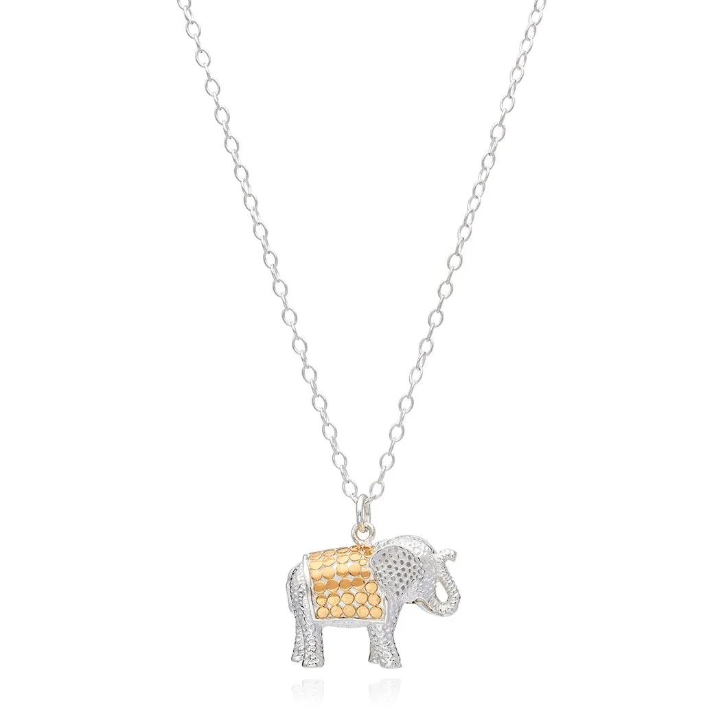 Large Elephant Charm Necklace Silver/Gold