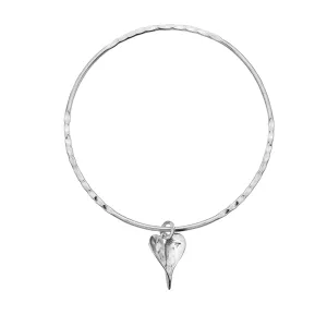 Leaf Heart Charm Bangle