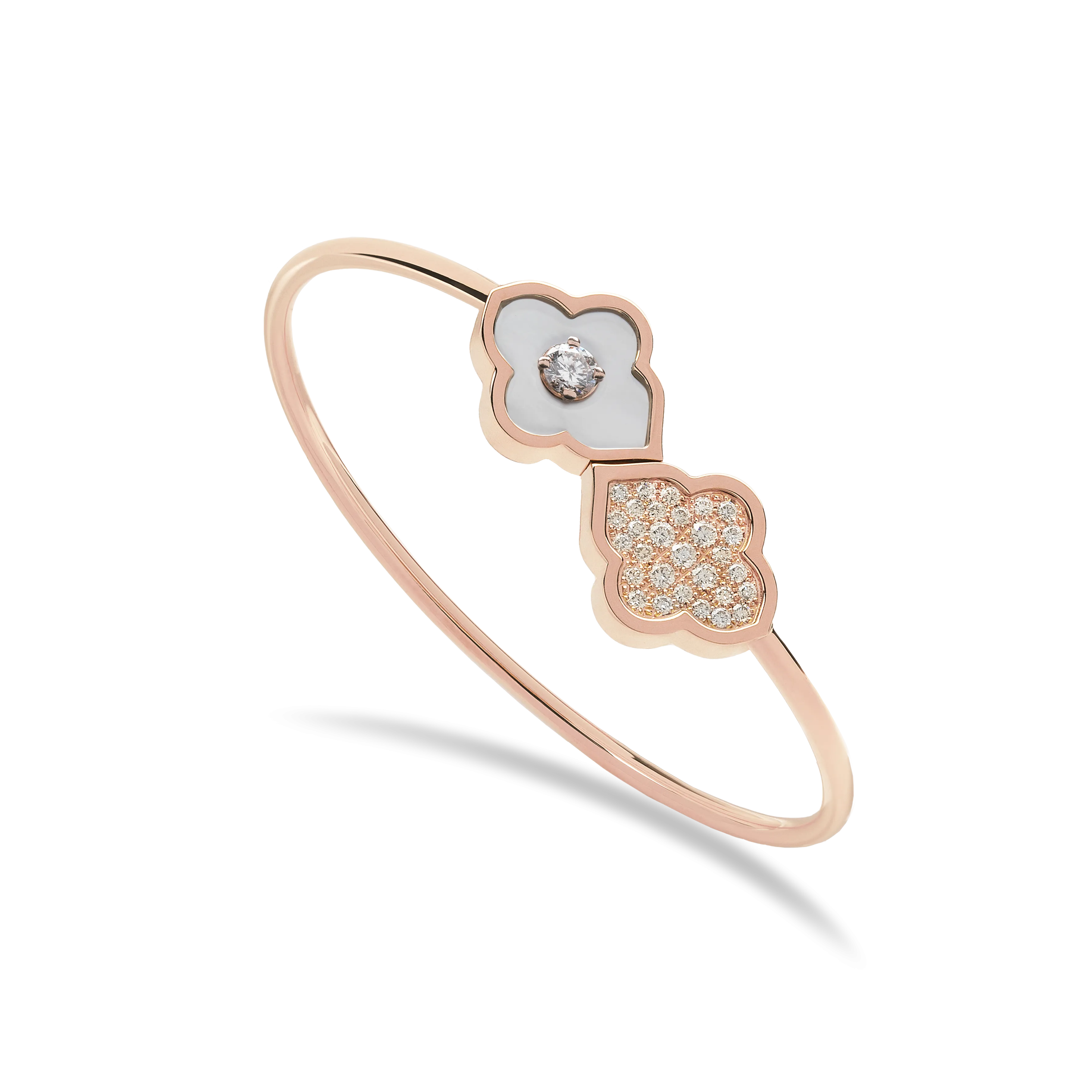 LUCE COLOUR - BRACELET FLEX TOI ET MOI ROSE GOLD PAVE MOTHER OF PEARL & 1 DIAMOND