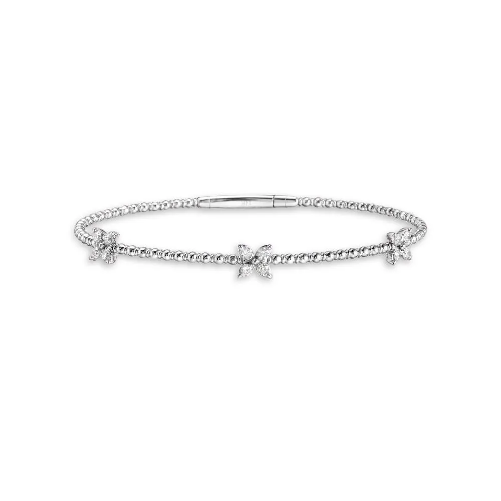 Marquise Flower Diamond Flexible Bangle Bracelet (0.40 ct.) in 14K Gold