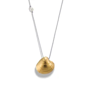 Master clam - casual cord necklace - silver 925 - gold plated - grey