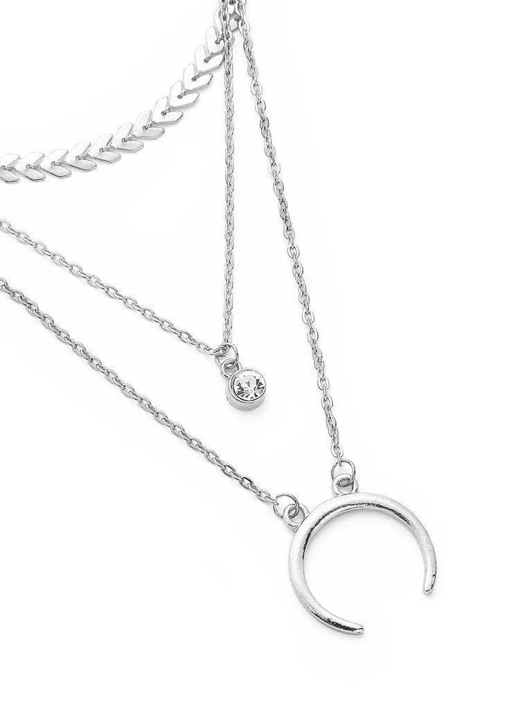 Moon Pendant Layered Chain Necklace