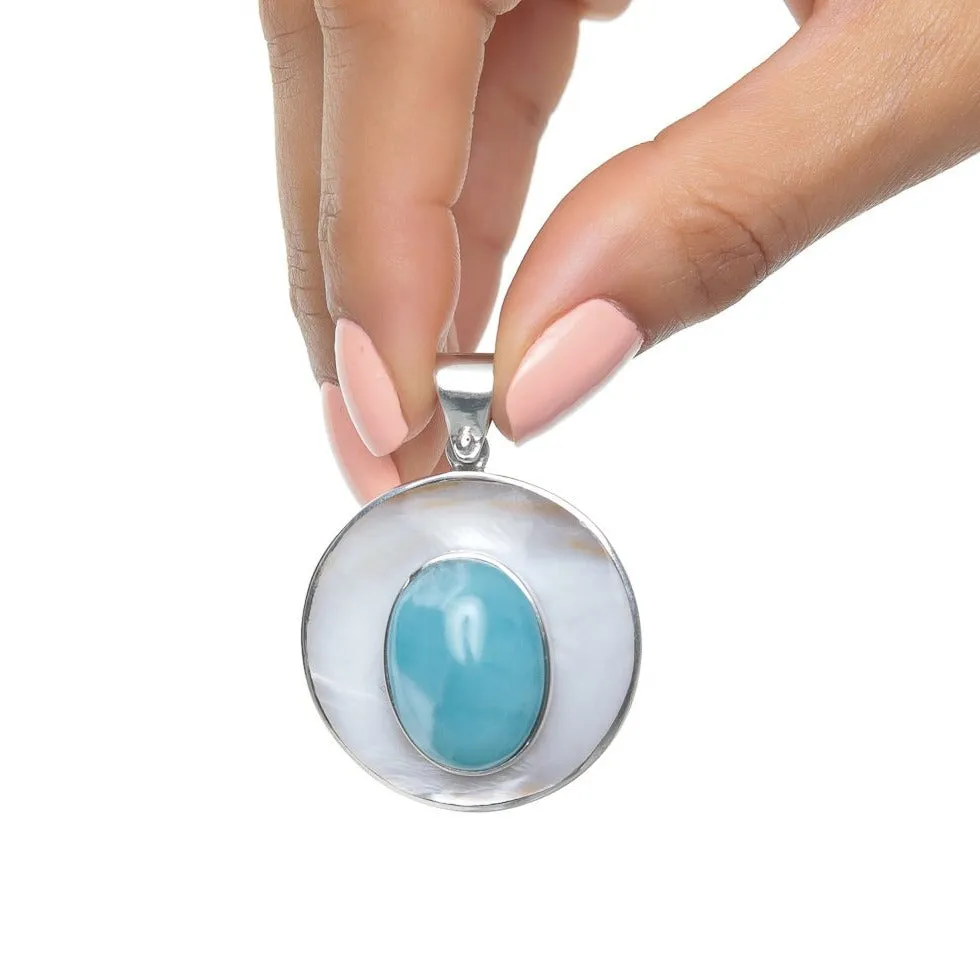 Mother Pearl Larimar Pendant Elaine