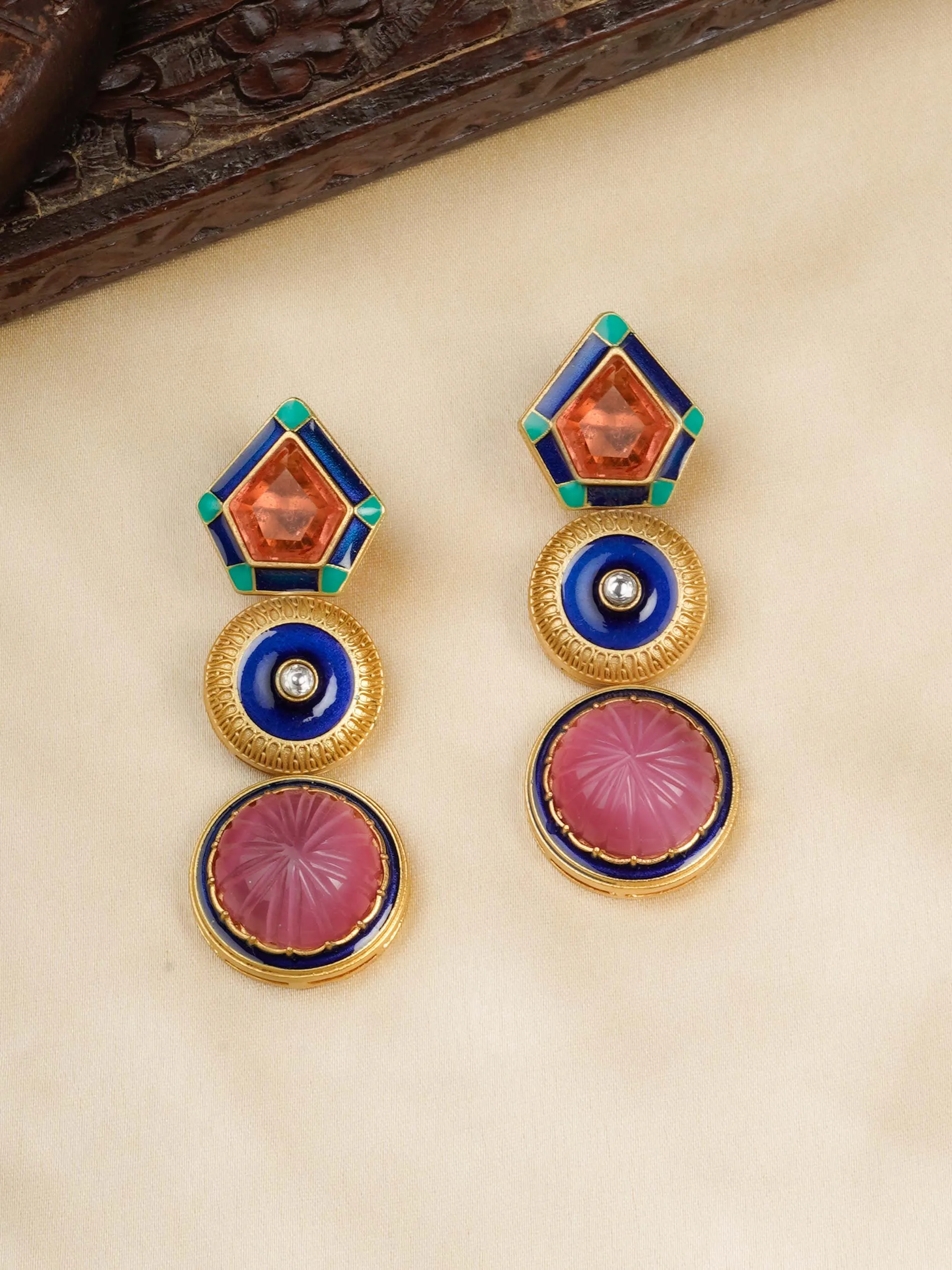 Multicolor Gold Plated Contemporary Earrings - CC-EAR1P