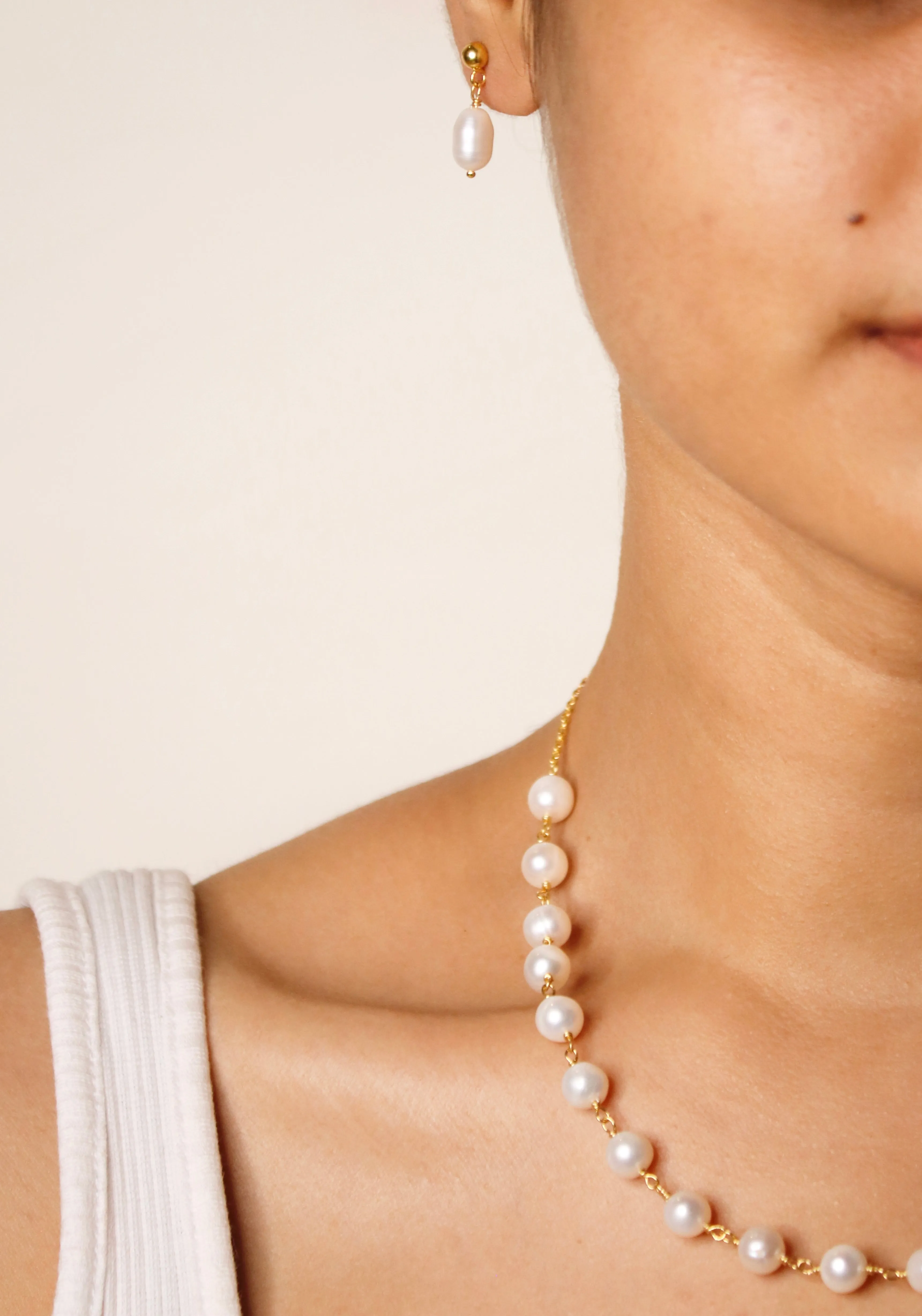 Natural Pearl Beaded Necklace| 925 Silver| 18kt Gold Plated - From Purl