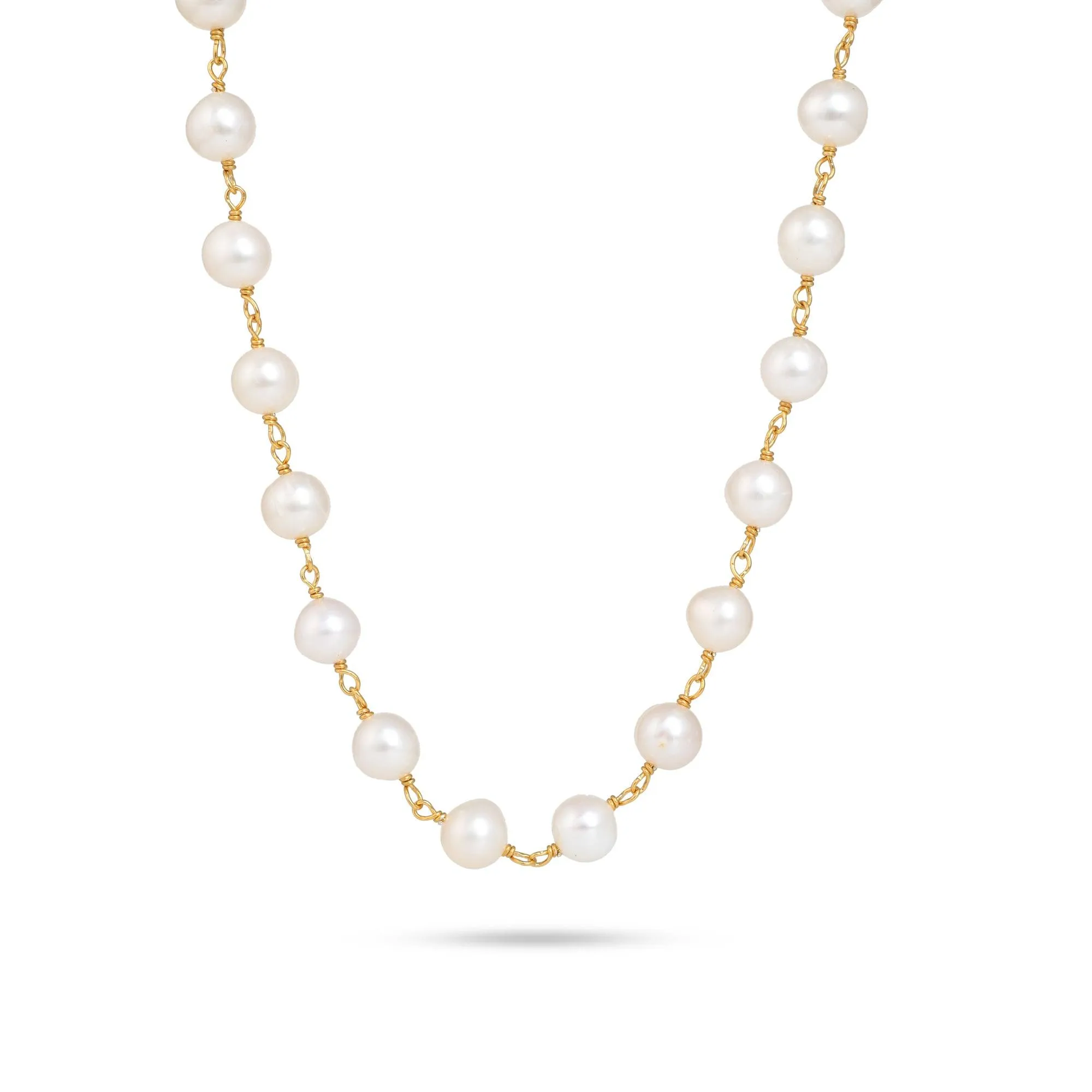 Natural Pearl Beaded Necklace| 925 Silver| 18kt Gold Plated - From Purl