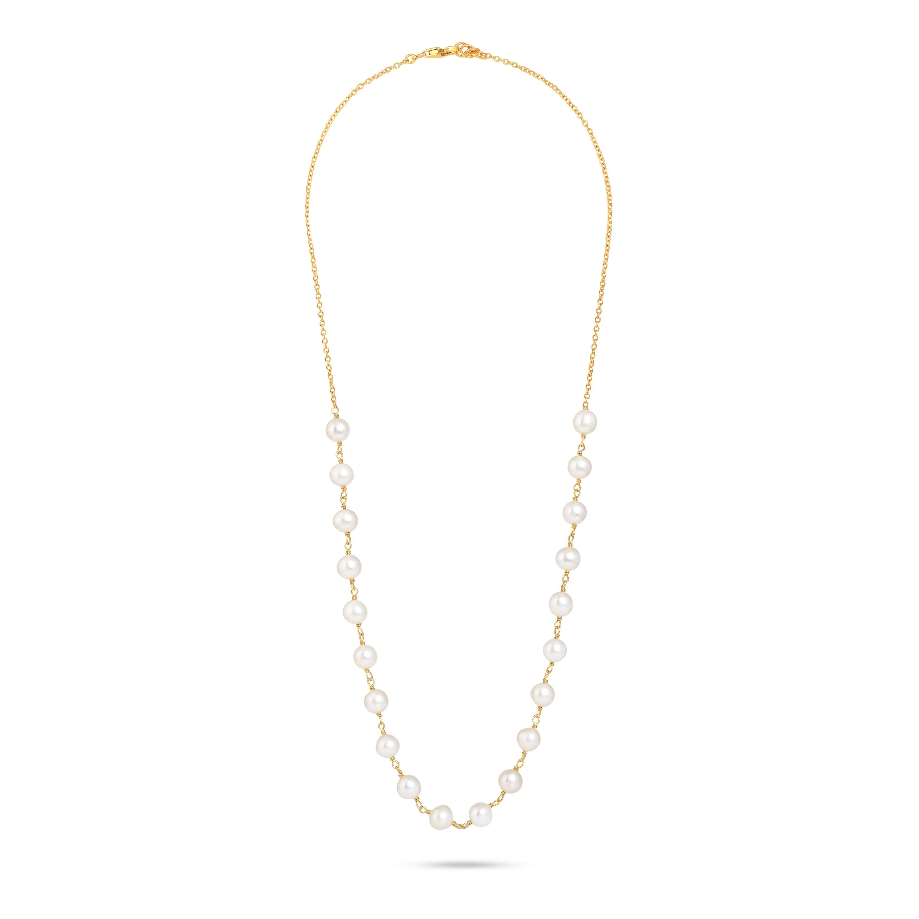 Natural Pearl Beaded Necklace| 925 Silver| 18kt Gold Plated - From Purl