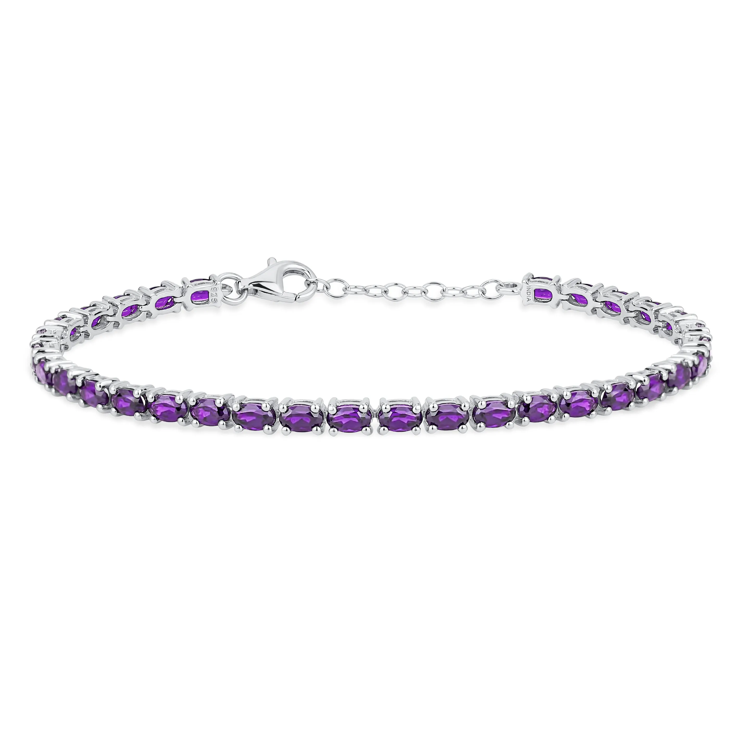 Natural Purple Amethyst Tennis Bracelet in Sterling Silver February Birthstone