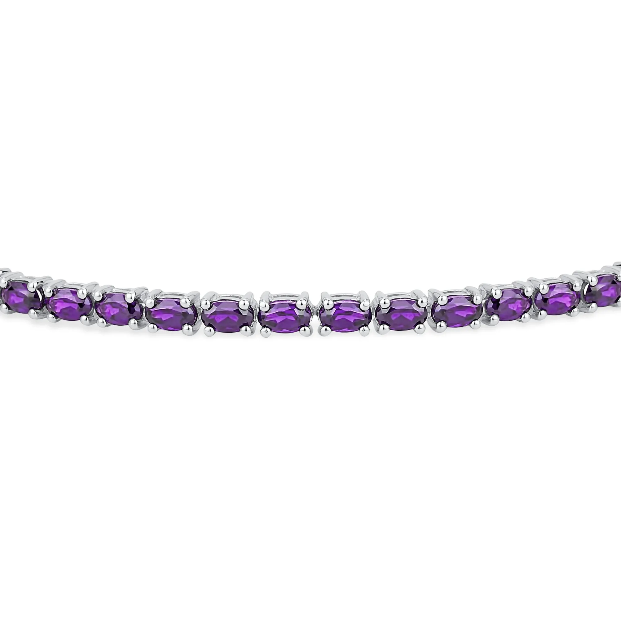 Natural Purple Amethyst Tennis Bracelet in Sterling Silver February Birthstone