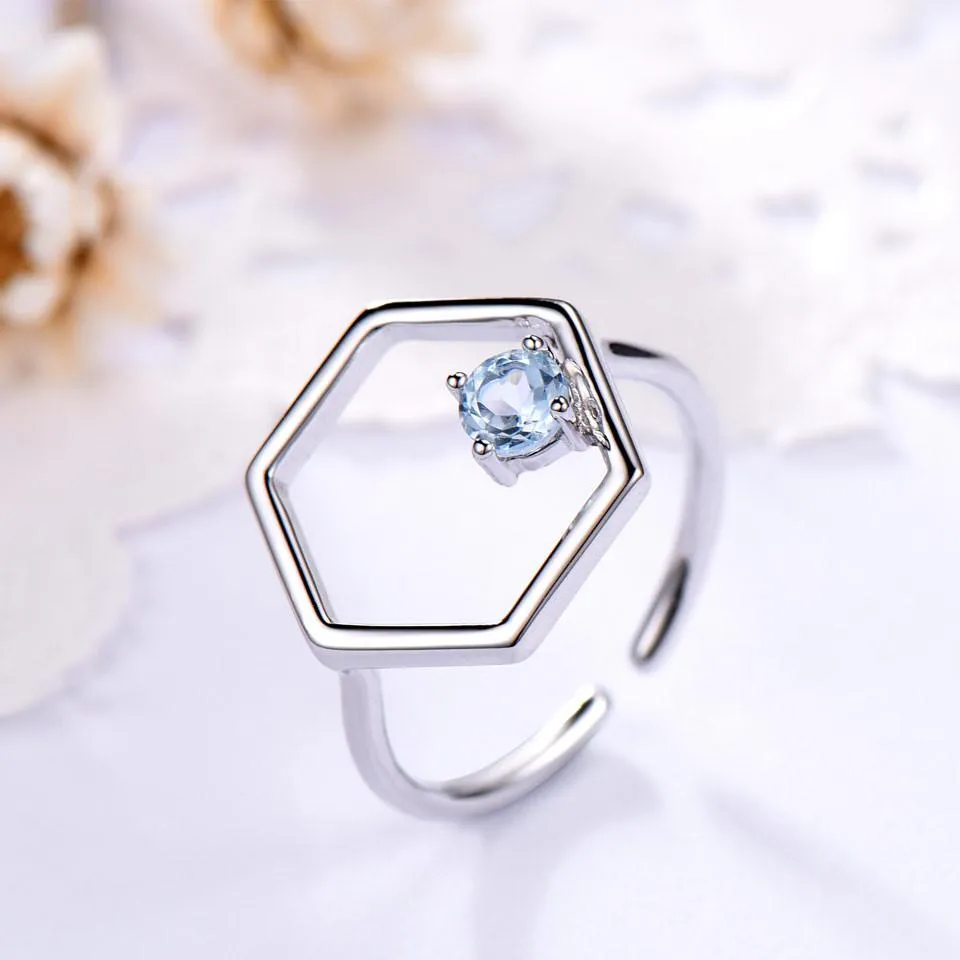 Natural Sky Blue Topaz Gemstone Real 925 Sterling Silver Rings