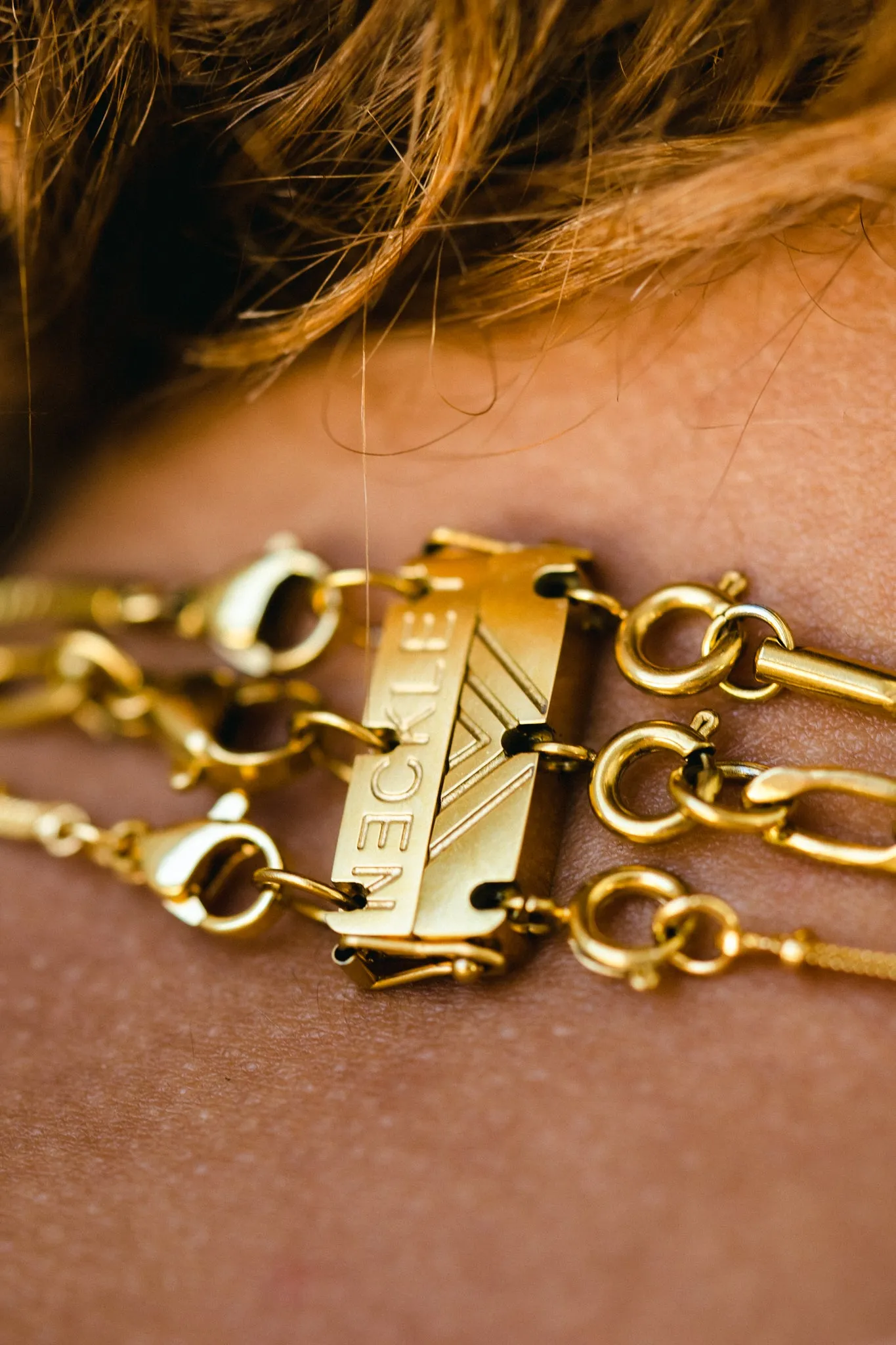 Necklet -  Triple Layering Clasp With Security Latch