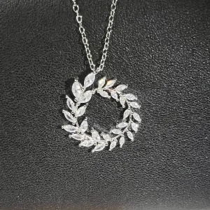 Olive Shape Zircon Silver Necklace for Women