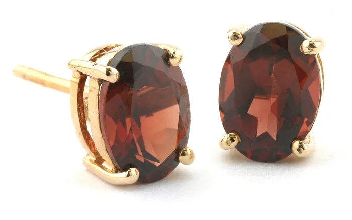 Oval Garnet Stud Earrings, 5 x 7mm