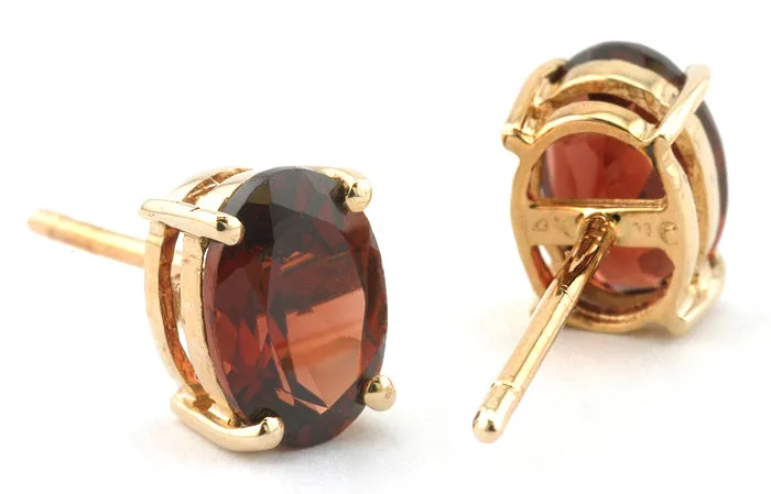 Oval Garnet Stud Earrings, 5 x 7mm