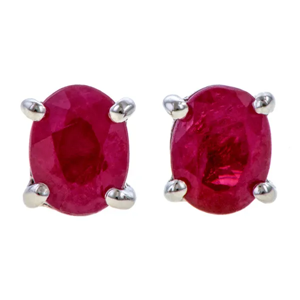 Oval Gemstone Stud Earrings