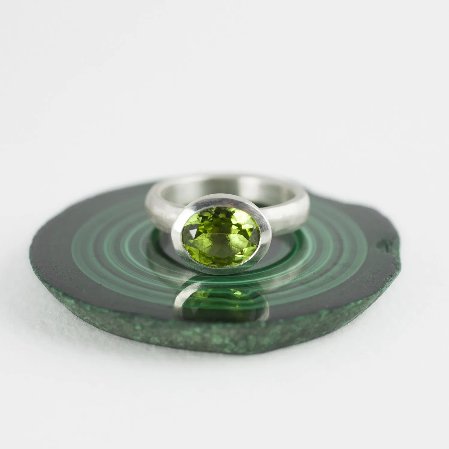 Oval Peridot Stone Set Ring