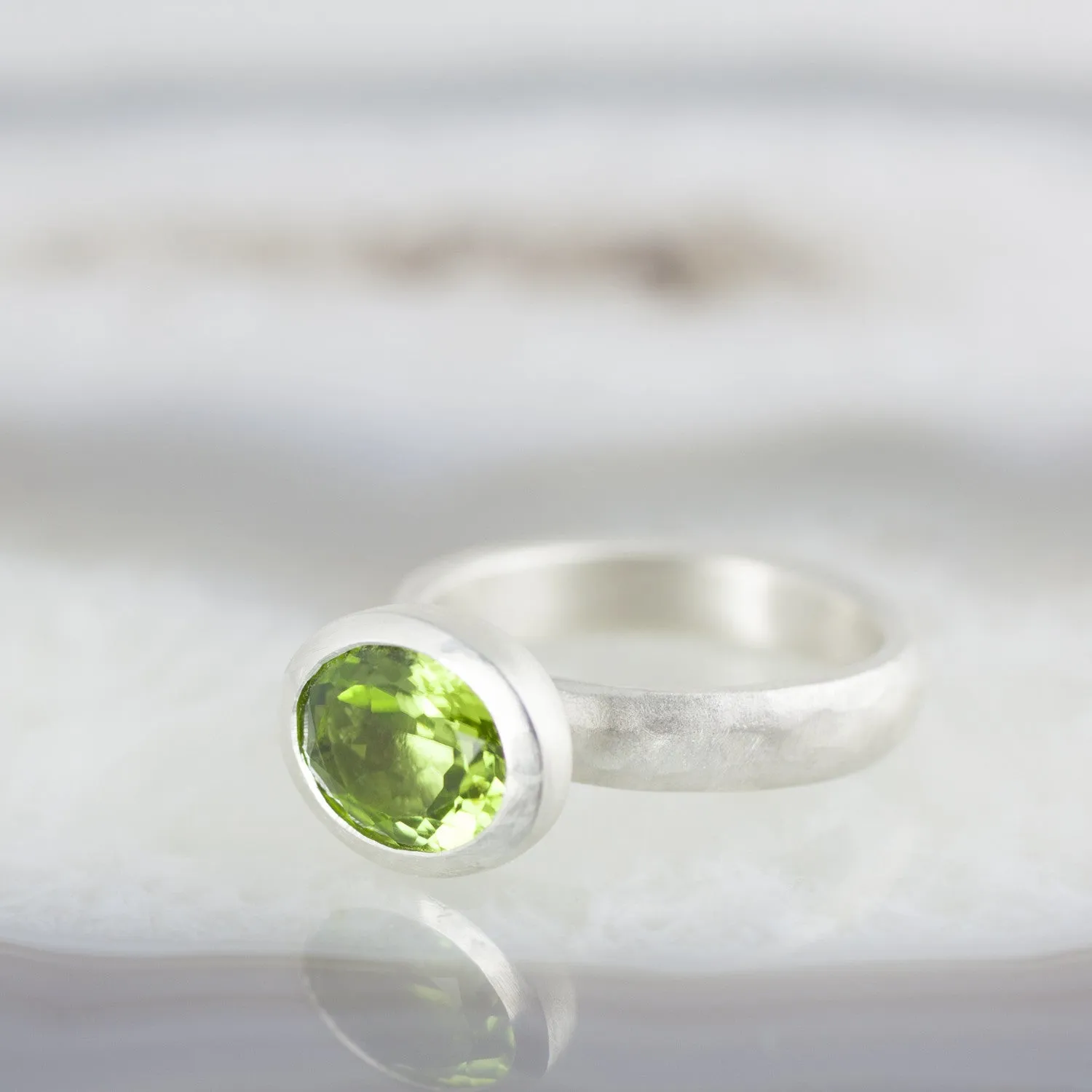 Oval Peridot Stone Set Ring