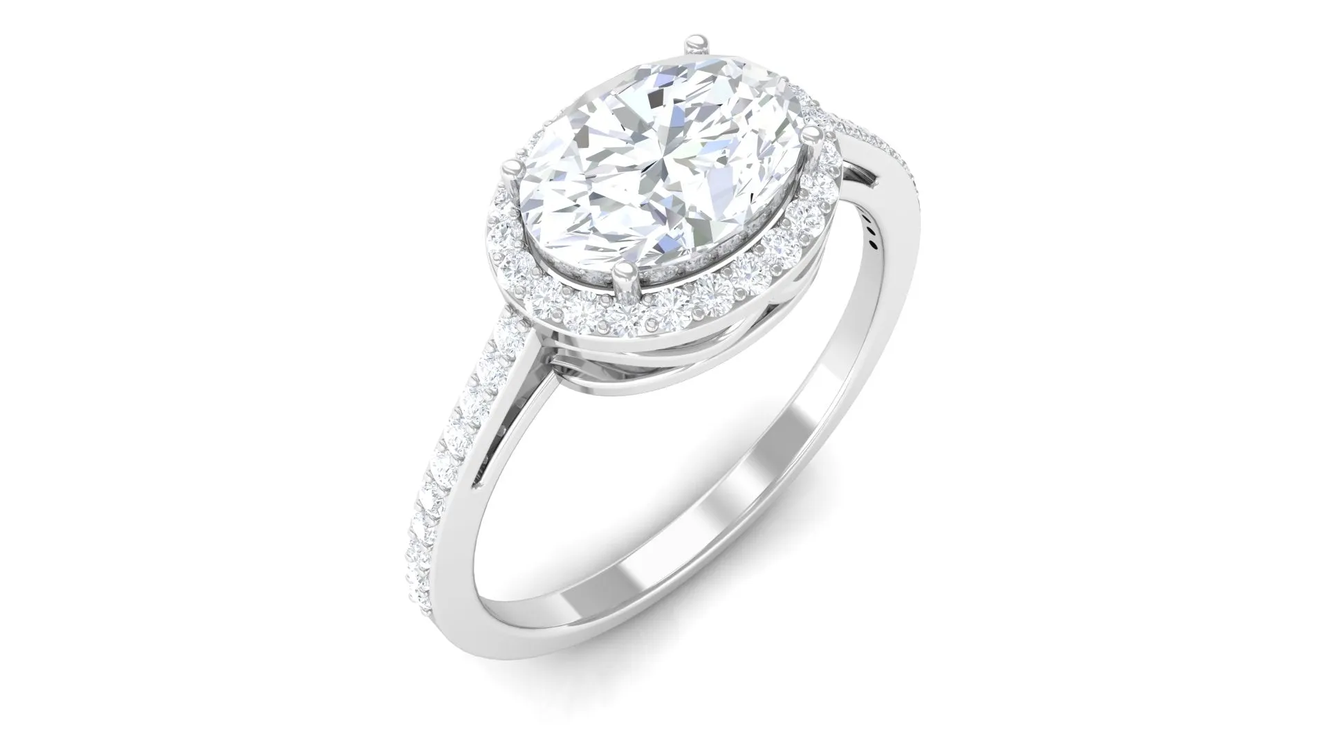 Oval Shape Lab Grown Diamond Engagement Ring with Halo