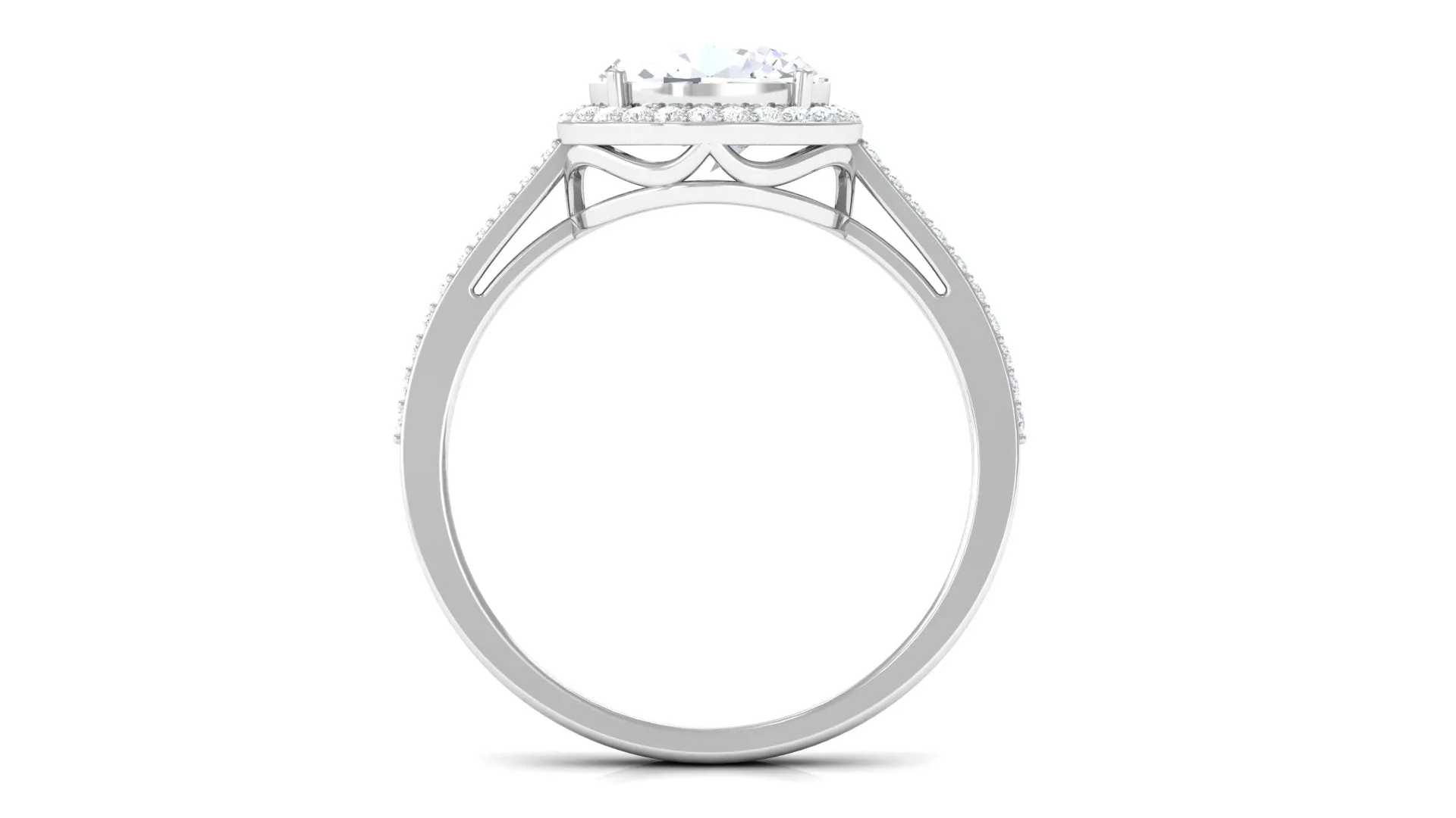 Oval Shape Lab Grown Diamond Engagement Ring with Halo