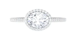 Oval Shape Lab Grown Diamond Engagement Ring with Halo