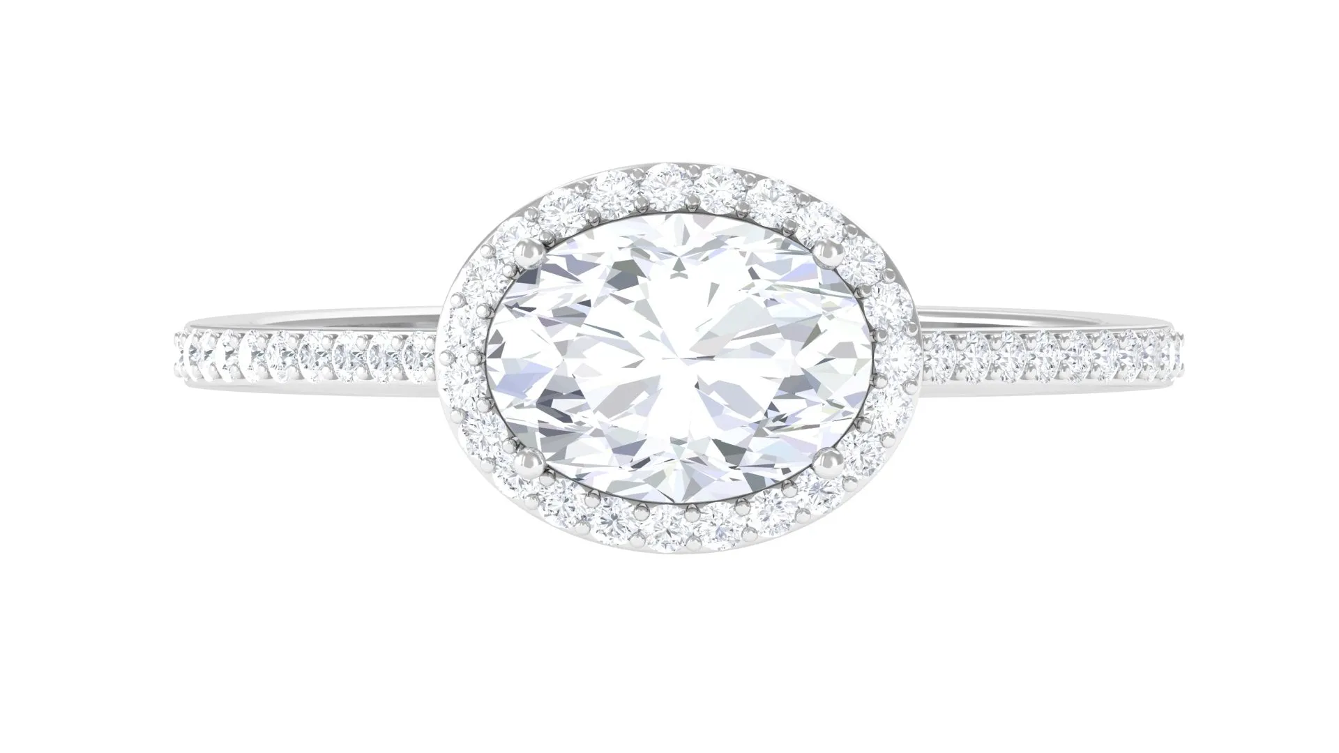 Oval Shape Lab Grown Diamond Engagement Ring with Halo