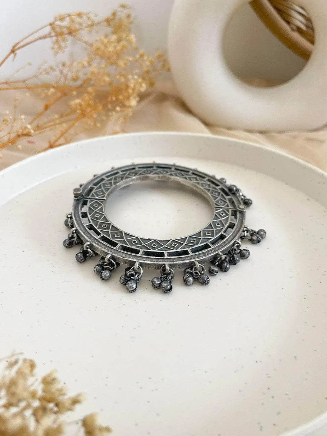 Oxidized Silver Ghungroo Bracelet