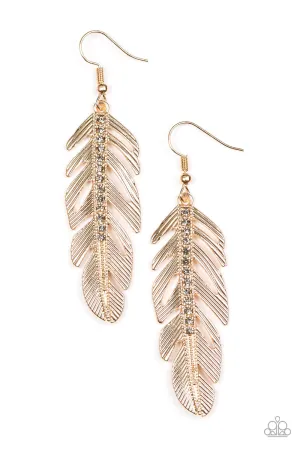 Paparazzi Earring ~ Feather On Fleek - Gold