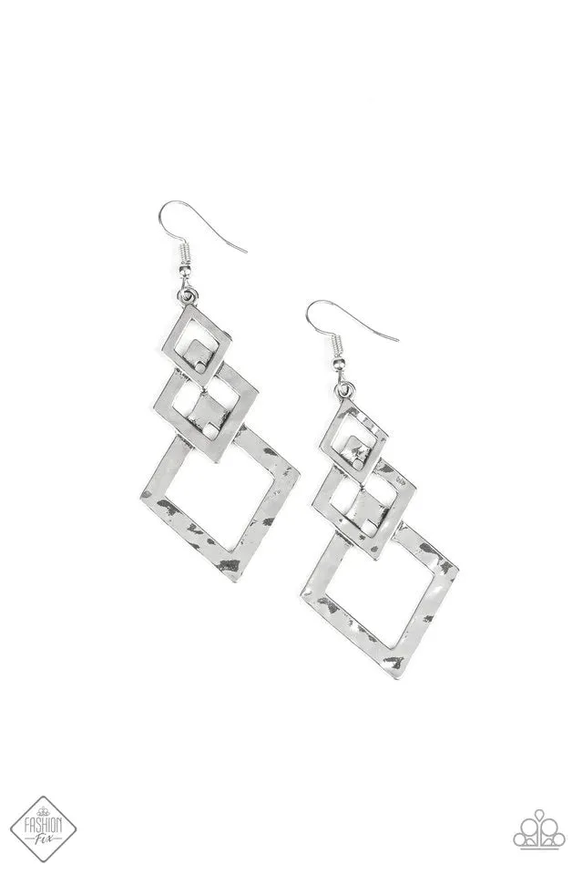 Paparazzi Earring ~ Point Blank - Silver